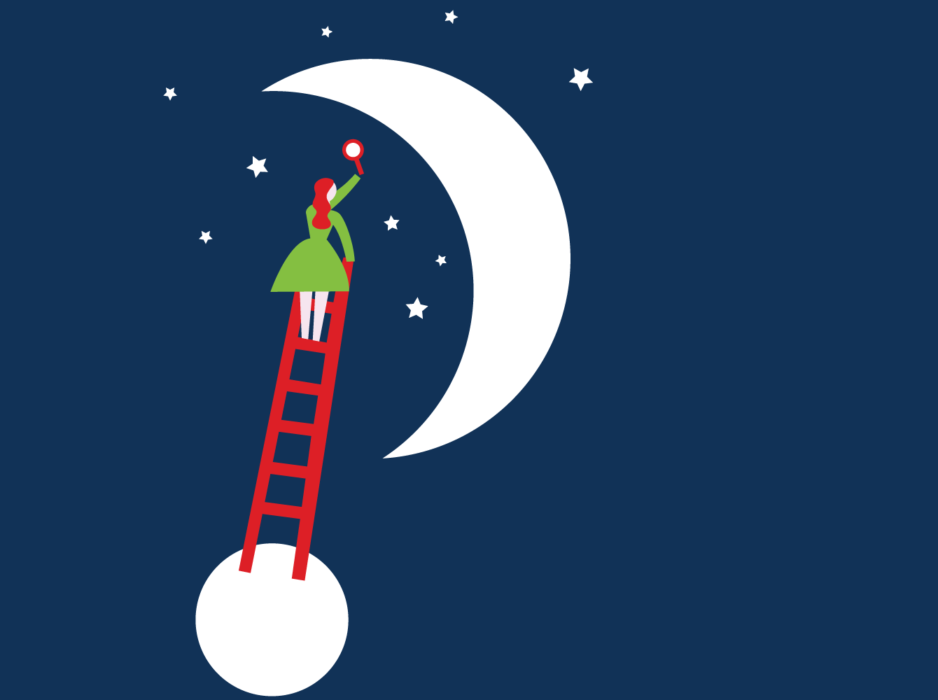 Ladder with moon and stars