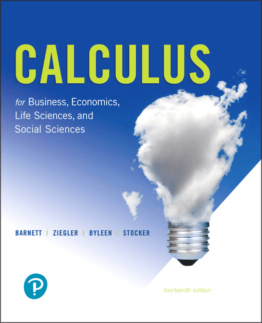  Front cover of Calculus for Business, Economics, Life Sciences, and Social Sciences, fourteenth edition, with Pearson logo